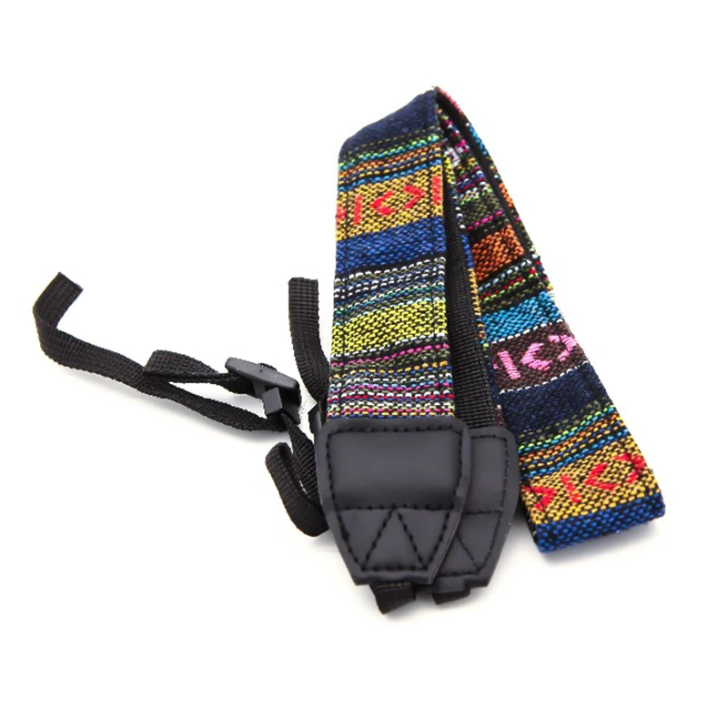 Retro สไตล์ผ้าฝ้าย Yard สีสันสดใสรูปแบบกล้องไหล่คอสายเข็มขัดสำหรับ Canon สำหรับ Nikon สำหรับ Sony