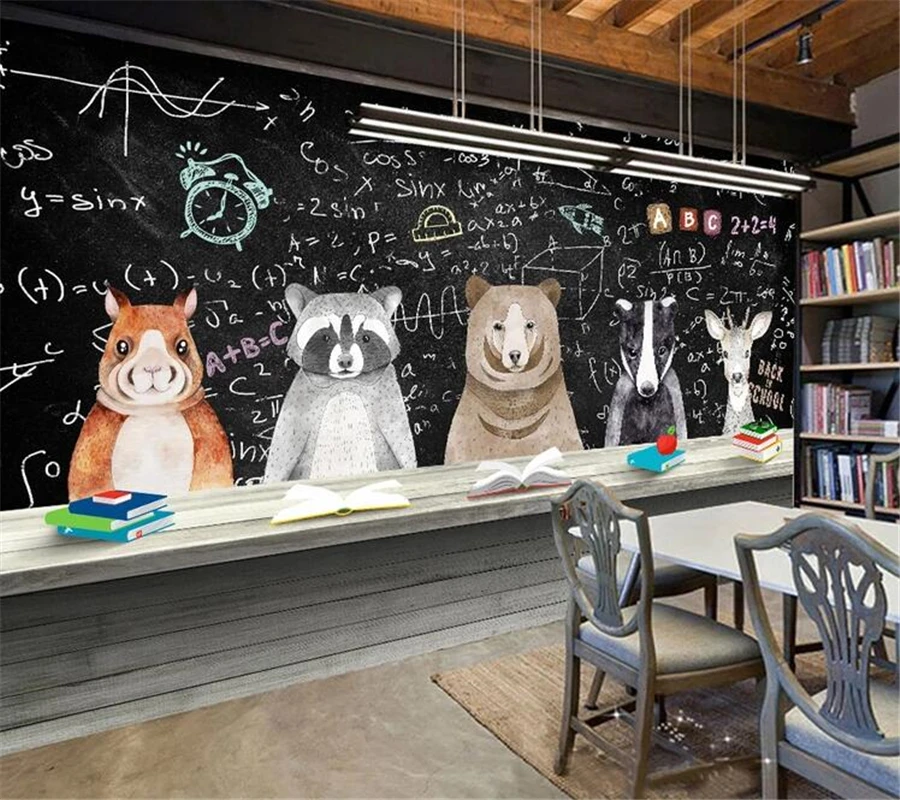 

wellyu Custom wallpaper papel de parede Modern nordic cute animal classroom background wall painting papier peint behang