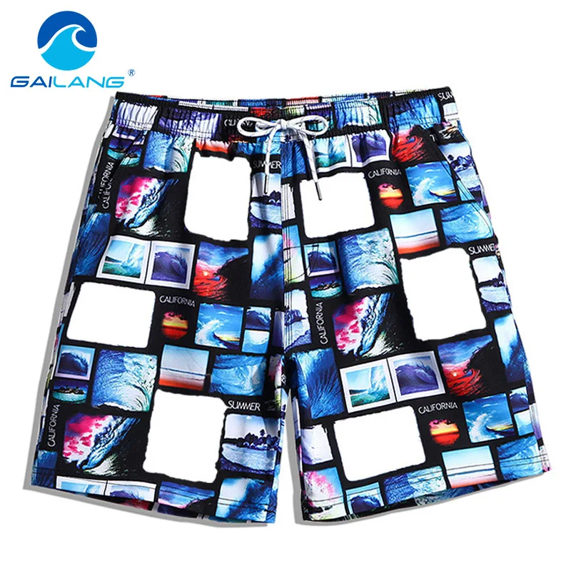 Gailang Brand Men's Beach Board Shorts Quick Drying Men Short Bottoms Bermuda Custom Polyester Swimwear Swimsuits Plus Big Size