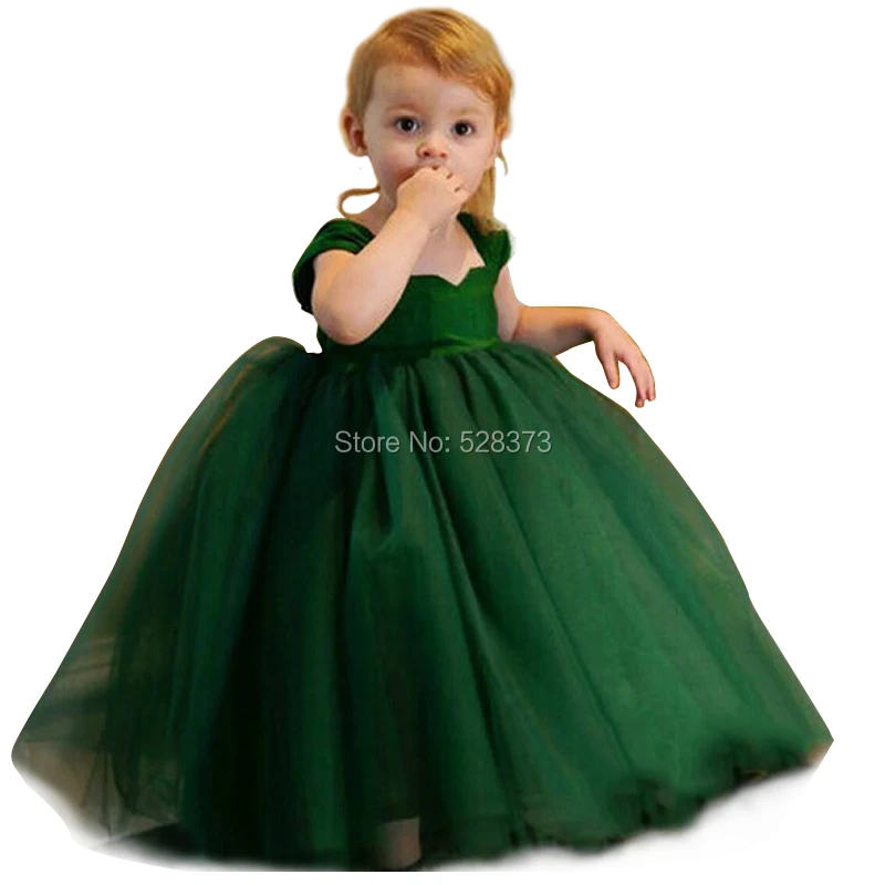 YNQNFS FG56 Real Puffy Ball Gown Princess Baby Kids Child Pageant Birthday Party Bridal Tea Length Green Flower Girl Dresses 201