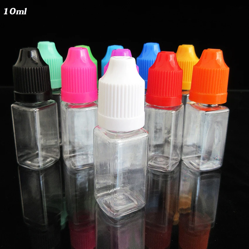 Plastic Factory Wholesale price 100pcs 10ml PET Transparent Empty Bottle,Square Bottle for E liquid,Essential Oil Packing