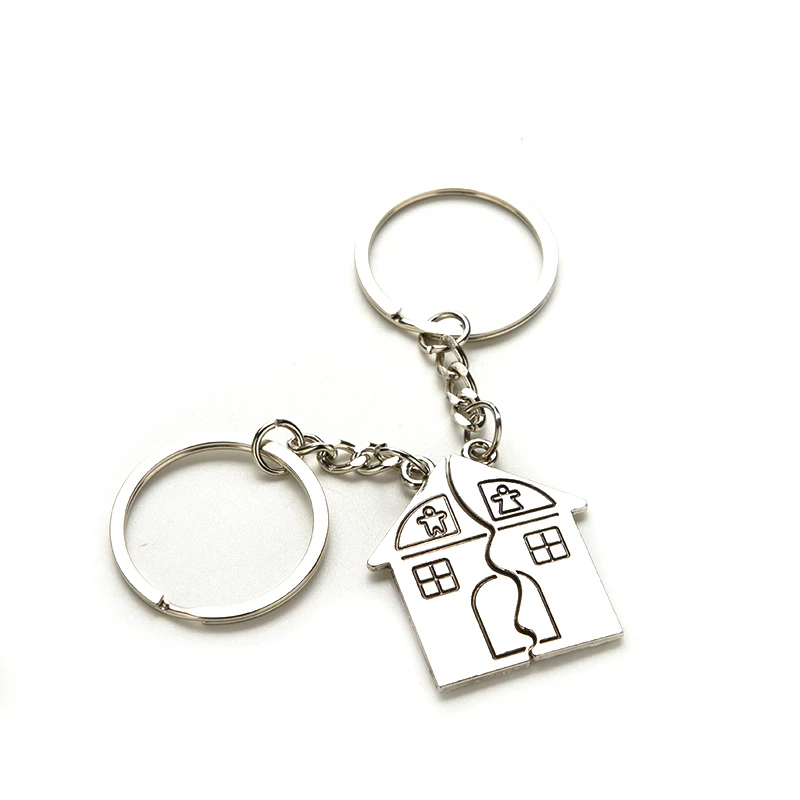 Romantic House Keychain 1 Pair Key Chains Personalized Souvenirs Lanyard Keyring Valentine\'s Day Love Key Fob Gift