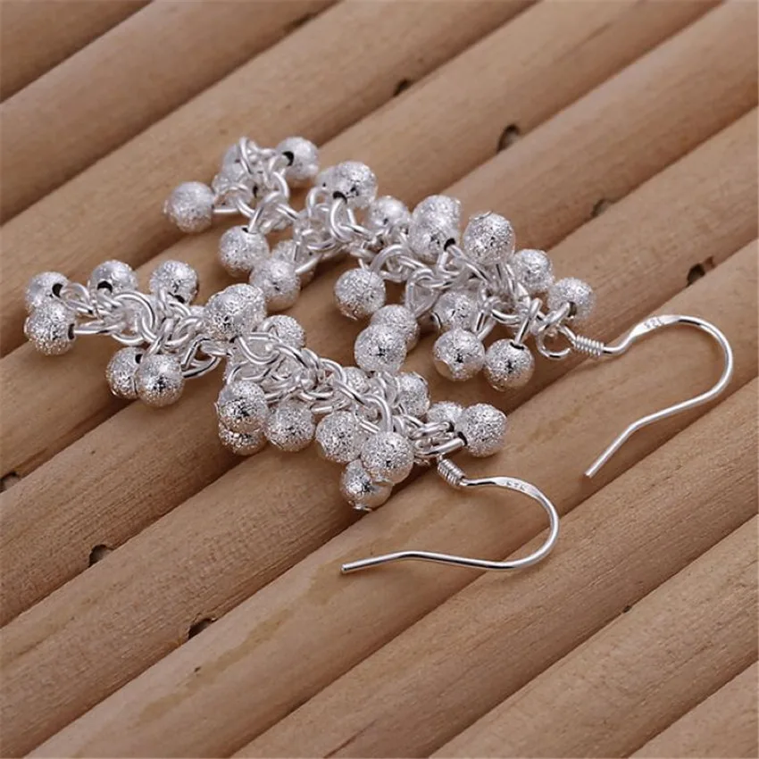 CHARMS women lady silver color earrings Beautiful Christmas gift Vintage grape earrings Fashion trends jewelry E007