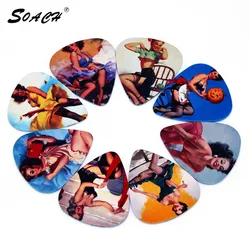 SOACH 50pcs/Lot 0.71mm thickness guitar picks pick strap guitar parts  Hot bikini beautiful painting pattern guitar picks