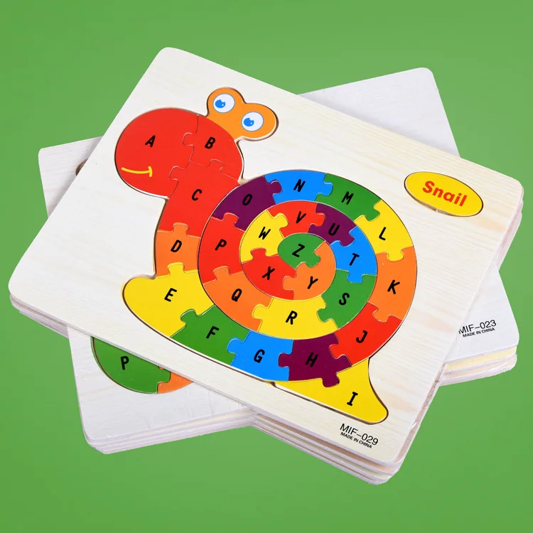 Early Learning of Children's Wood Plane Wood Mosaic Animals 26 Letter Mosaic Board Wood Toys Learning Toys for Children