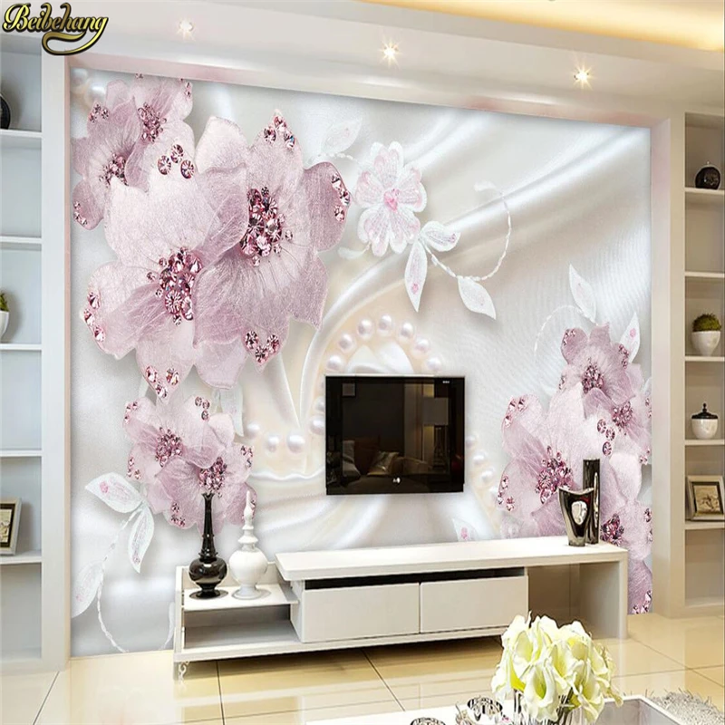 

beibehang Luxury diamond flowers 3d jewelry TV background wall murals custom photo wallpaper large mural wall stickers