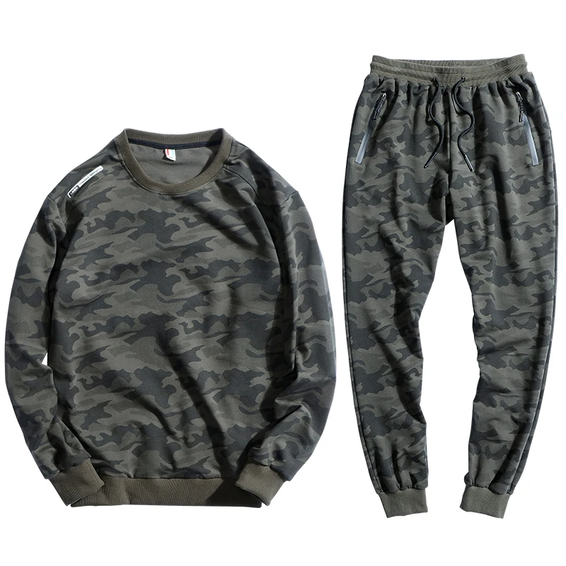 145kg Can Wear Sport Suit Men Loose Sportswear Camouflage Hip Hop Sweatshirt Set Cotton Sportsuit  8XL 9XL Run Gym Hoodies Sets