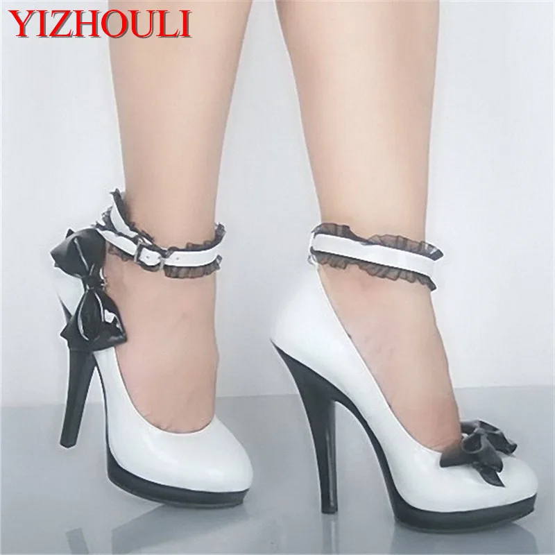 13cm ultra high heels and sex shoes, bow tie and butt-down single shoe club princess Dance Shoes