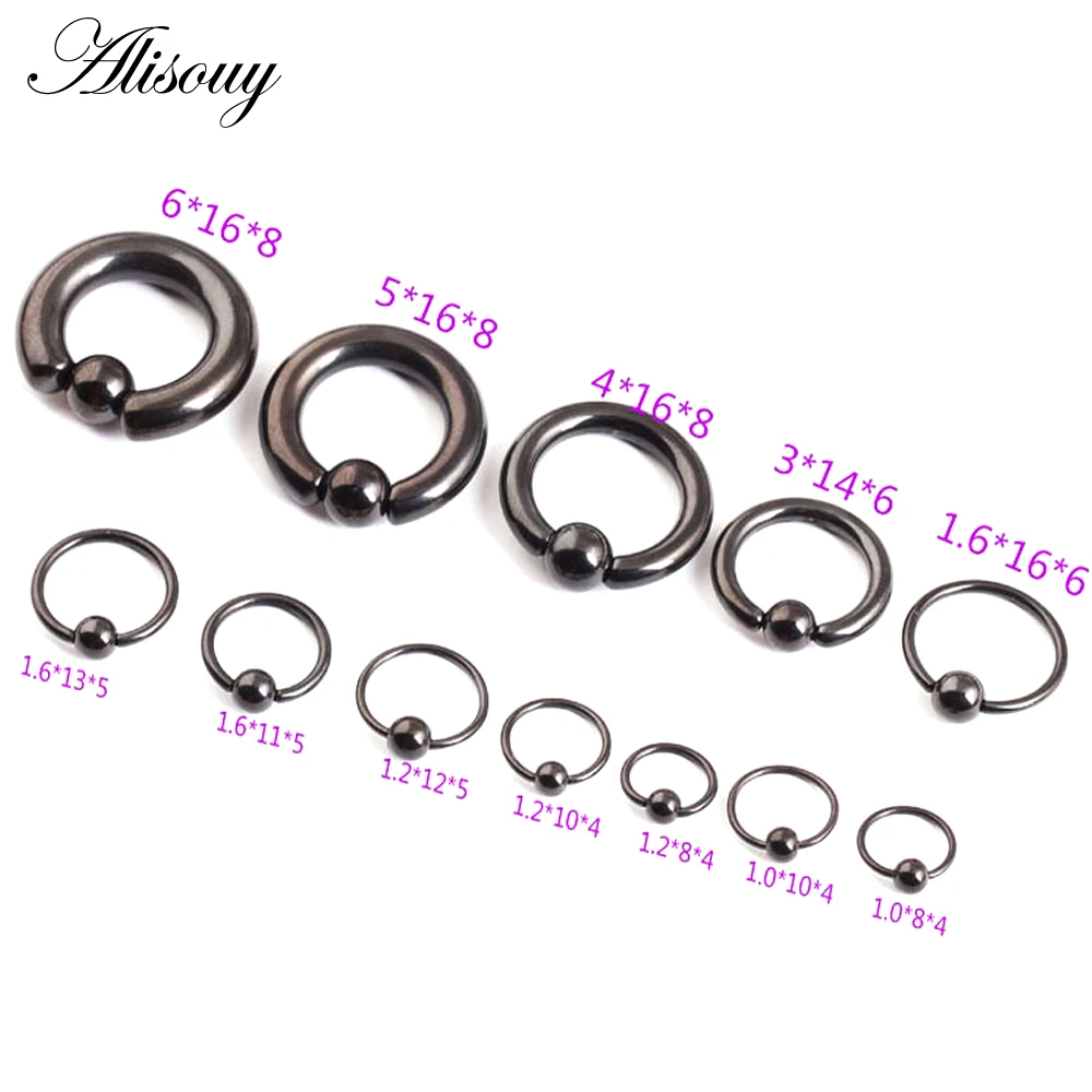 Alisouy 1PC 16G Stainless Steel Captive Bead Rings BCR Piercings Lips Nose Rings Ear Tragus Nipple Rings Navel ring Body Jewelry