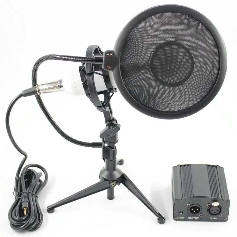 

Hot Professional full set of meals BM 8000 Condenser microphone+48v phantom power+Desktop Stand Recording studio microphone