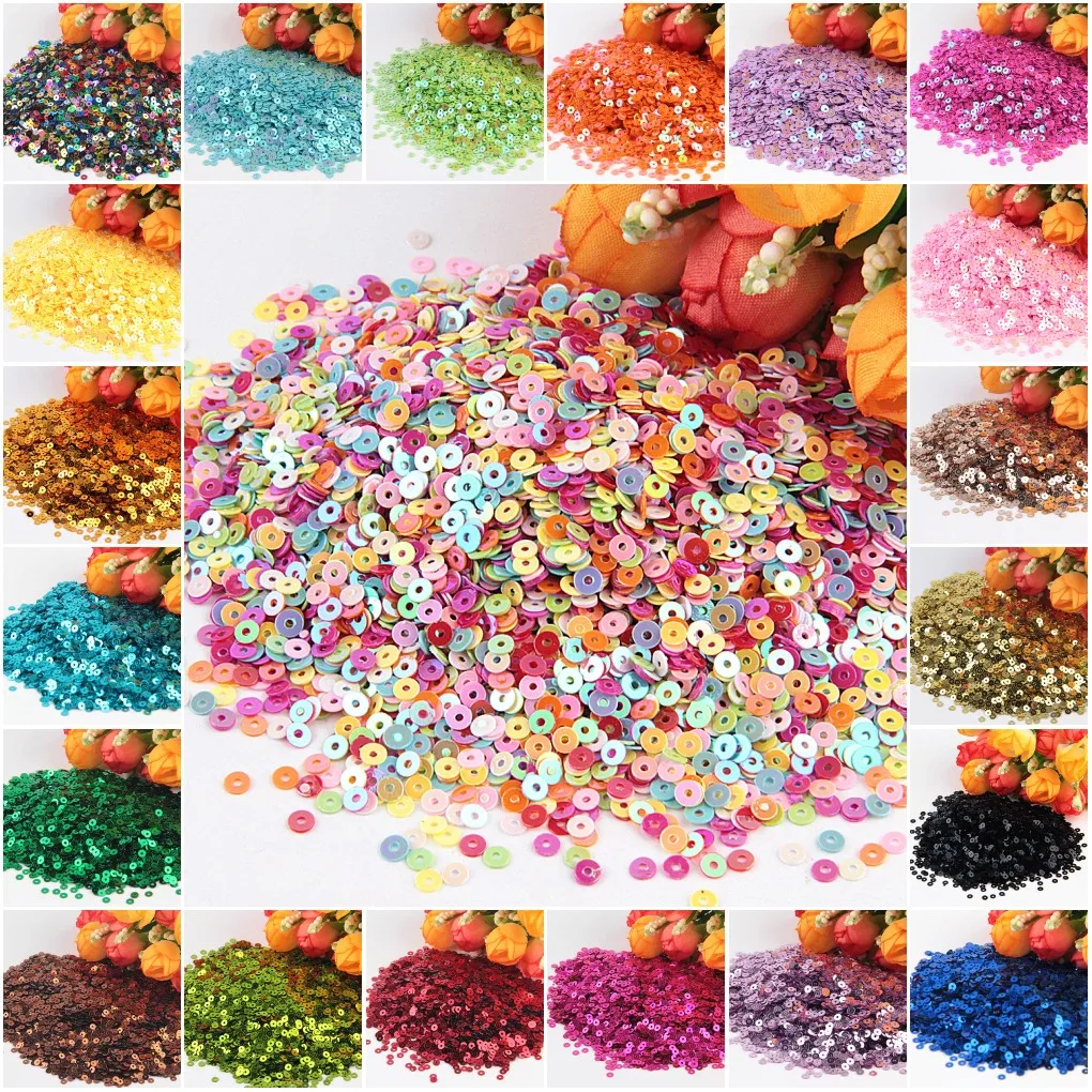 Sequins 3mm 4mm 5mm 6mm Flat Round PVC Loose Sequin Paillettes Sewing Craft for Wedding Decor Garment DIY Accessory Lentejuelas