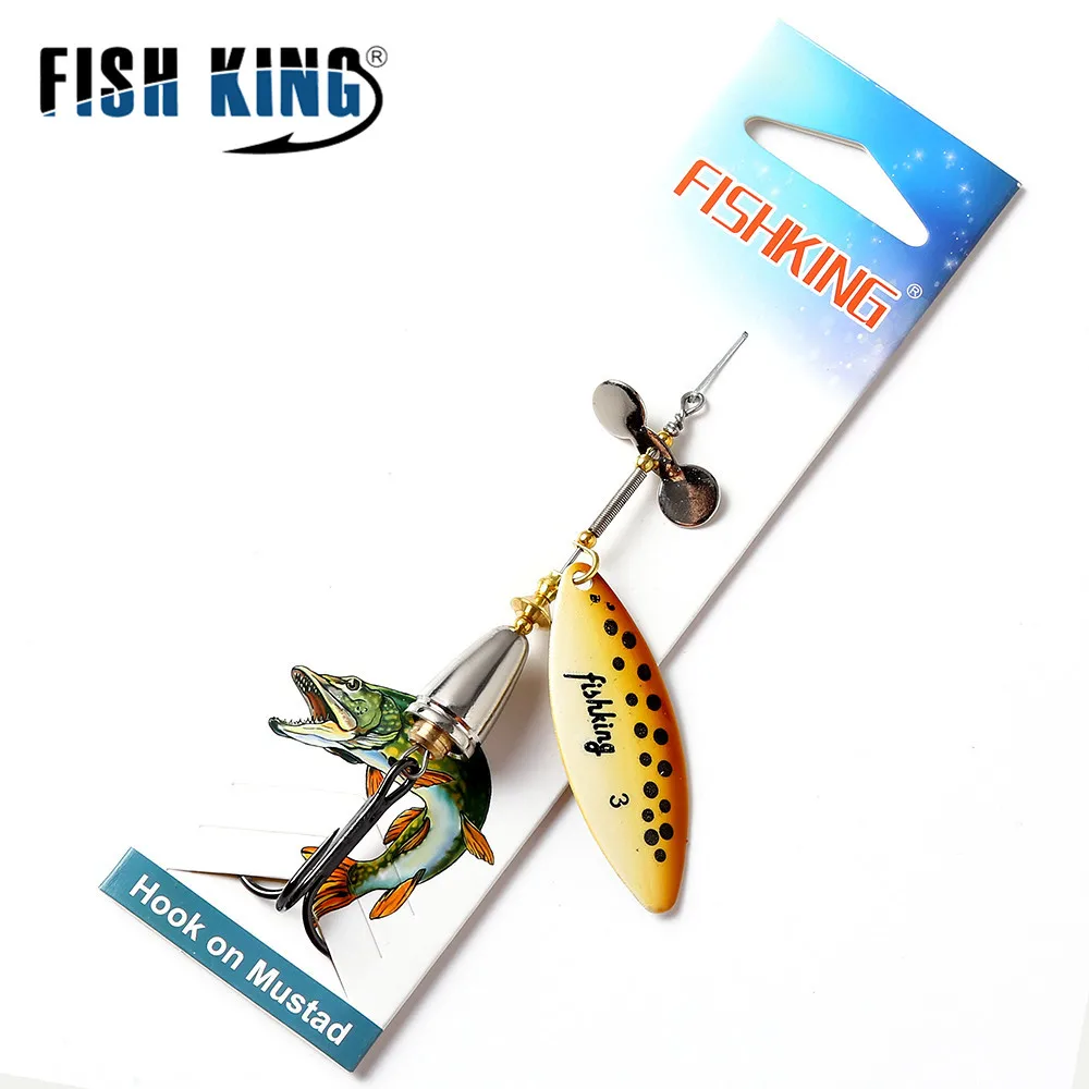 FISH KING 10 Colors Long Cast Spinner Bait Copper Material With Helieal Blade And Hooks Pike Fishing Lure