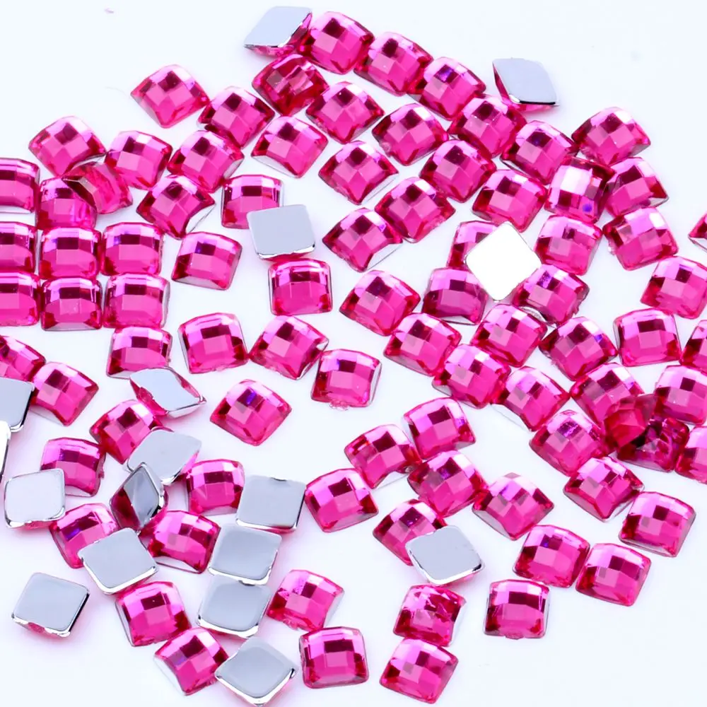 5mm 100pcs Many Colors Acrylic Rhinestones Flatback Square Earth Facets Loose Imitation Glue On Beads DIY Jewelry Making