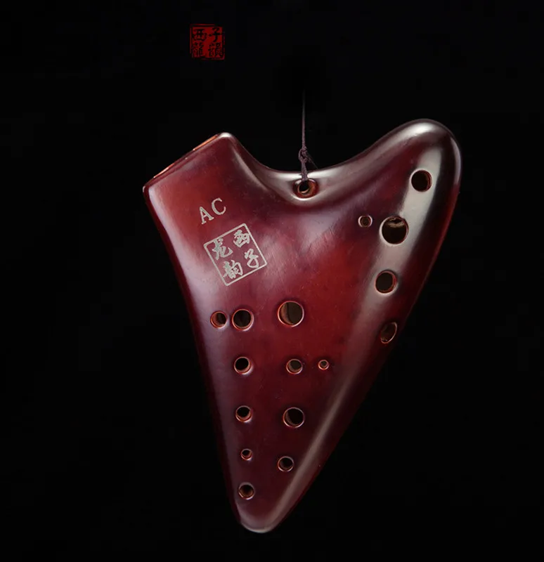 Professional 16 Holes Alto C Ocarina Two Tubes AC Tone Ocarina Musical Instrument Flute