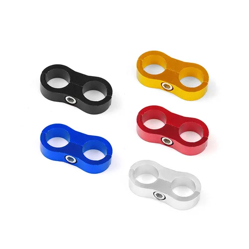 Imagen 2 del producto AN4 AN6 AN8 AN10 AN12 Abrazadera de línea de manguera de goma trenzada Separador de línea anodizado de aluminio Kit de abrazadera divisora Negro Azul
