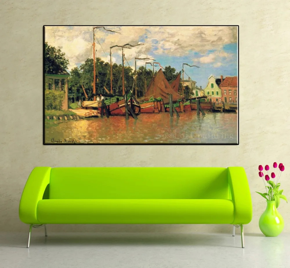 Top Skill Hand Painted Large Canvas Zaandam Seascape Oil Painting on Canvas High Quality Handmade Impressionist Wall Painting