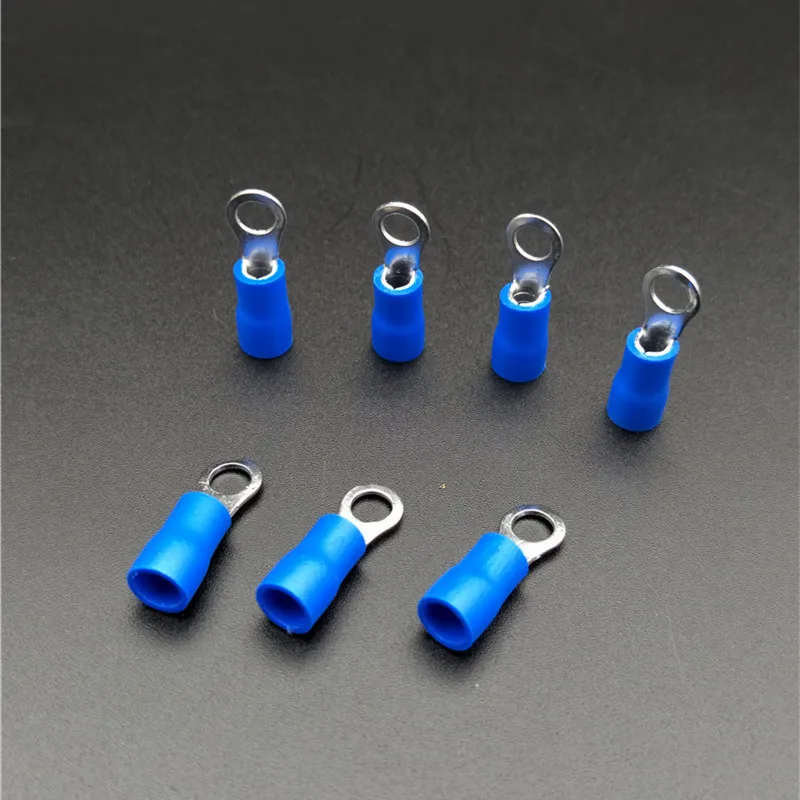 1000 Pcs RV2-4S AWG 16-14 Blue PVC Sleeve Pre Insulated Ring Terminals Connector Free shipping