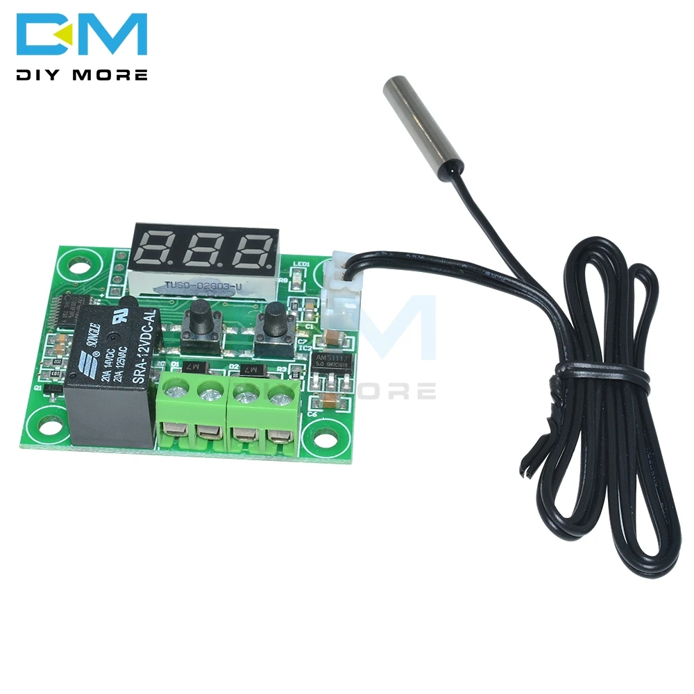 W1209 DC 12V Red Blue Green White LED Digital Thermostat Temperature Control Thermometer Switch Module + NTC Sensor