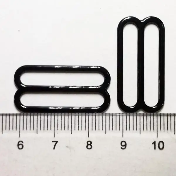 100pcs Metal Bra Lingerie Strap Sewing Clip Hook Eye Slider Black 25mm