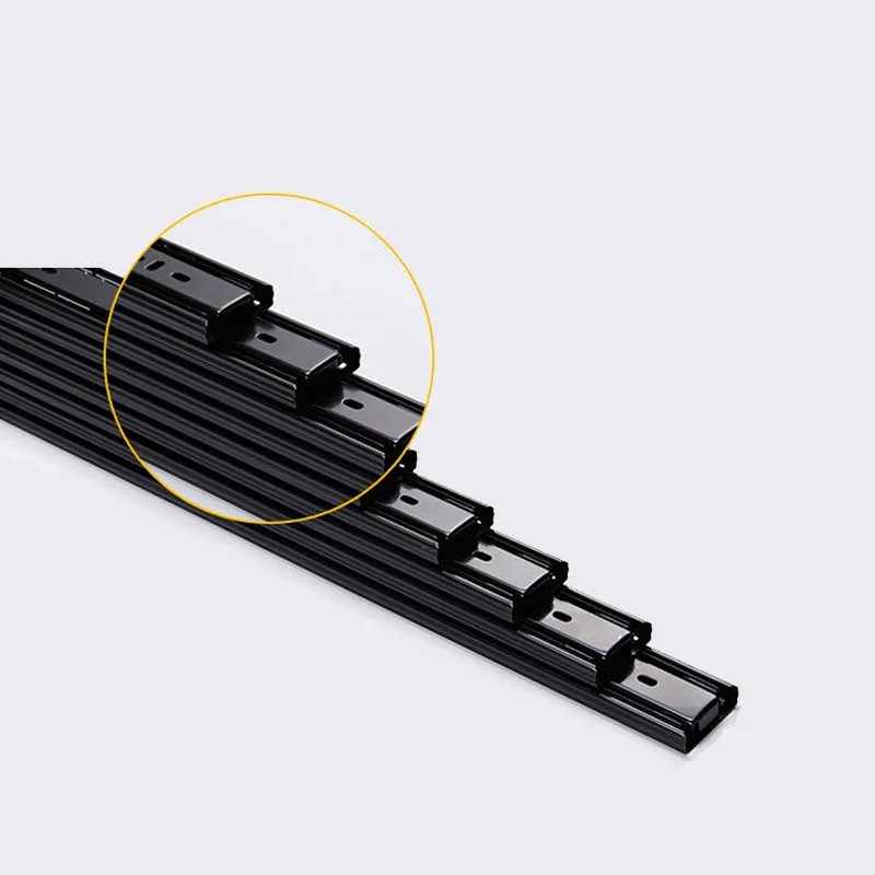 2 Stück Metallpuffer-Schubladenführungen, 20,3–55,9 cm, Schienenbreite 45 mm, stumm, dreiteilige Schiene, verschiebbare Möbelbeschläge – Detail 12