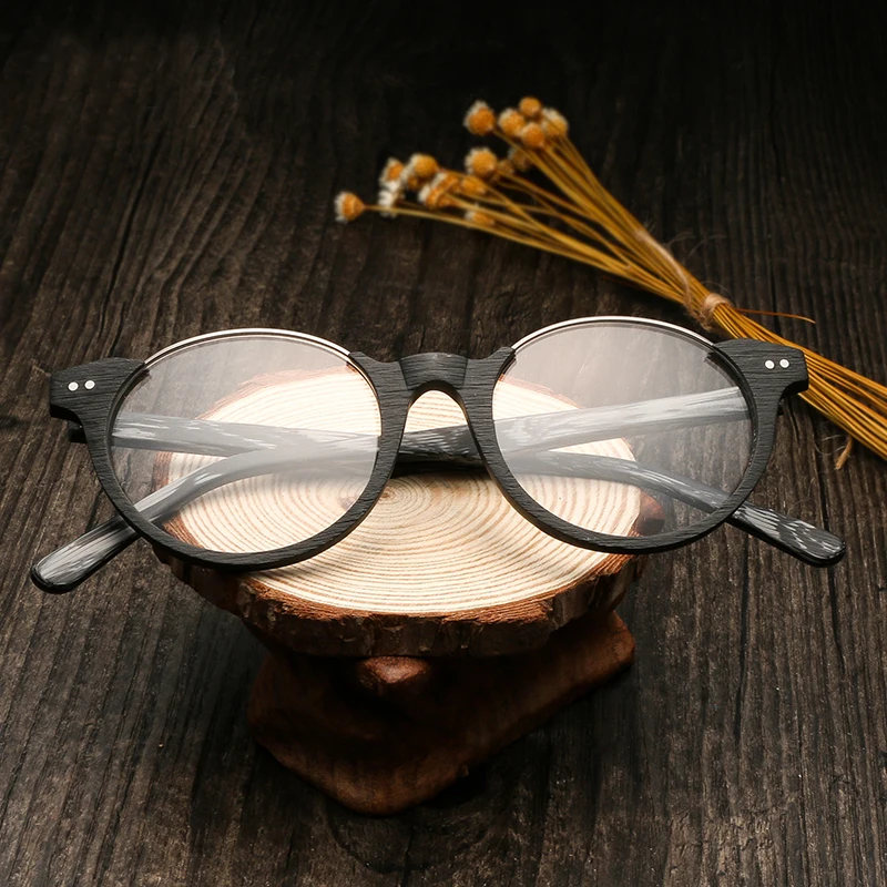 2022 Men Women Wooden Plain Glasses Myopia Wood Frame Sunglasses with Clear Lenses