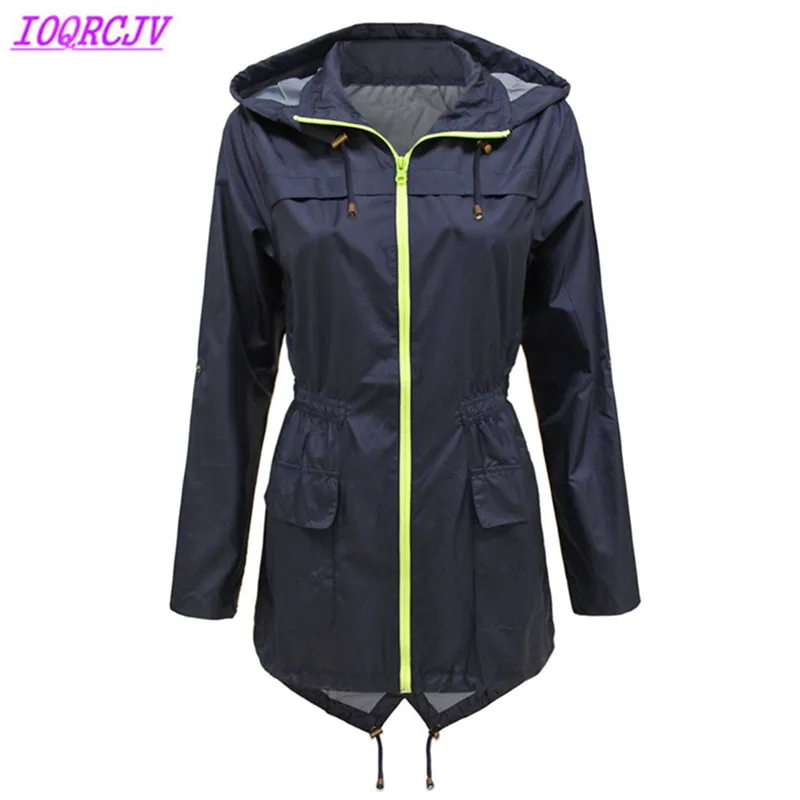 

Waterproof trench coat for women spring autumn Hooded Long sleeve Windbreaker Slim female Casual top coats gabardina mujer