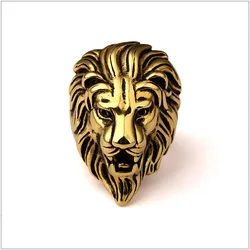 316L Stainless Steel Lion Face Gold Plated  Rings Hipsters Men Women Hip Hop Bijoux Street Dancing Nightclub Punk Finger Jewelry