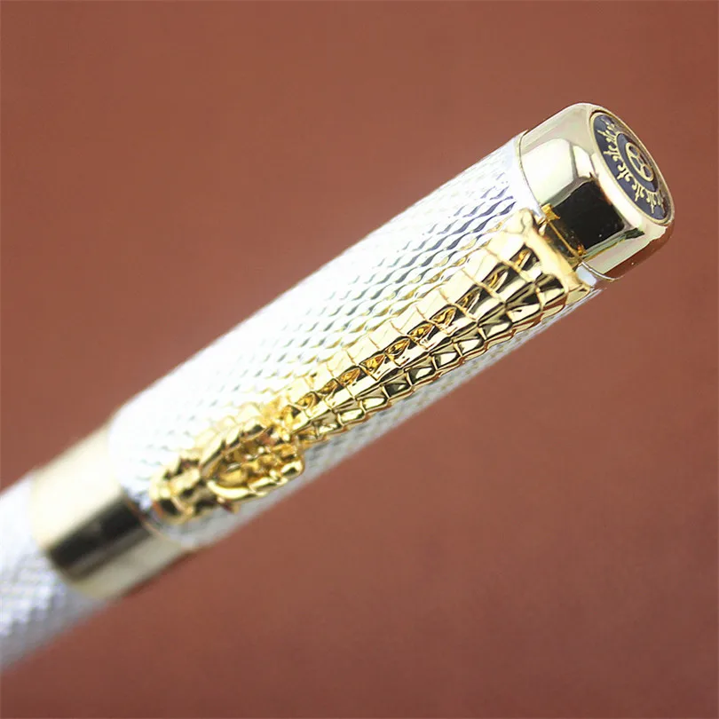 1pc/lot JINHAO Roller Ball Pen 1200 Canetas Silver Pens Gold Clip Business Executive Fast Writing Pen Luxury Pen 14*1.4cm