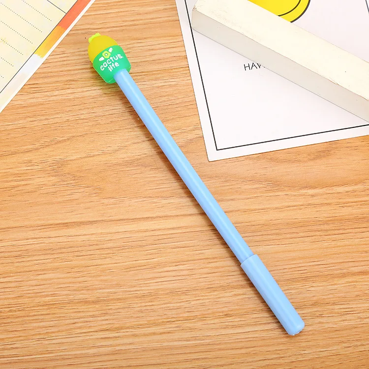 40 pcs Creative stationery jelly cactus neutral pen cute fresh student waterborne cartoon office needle pen