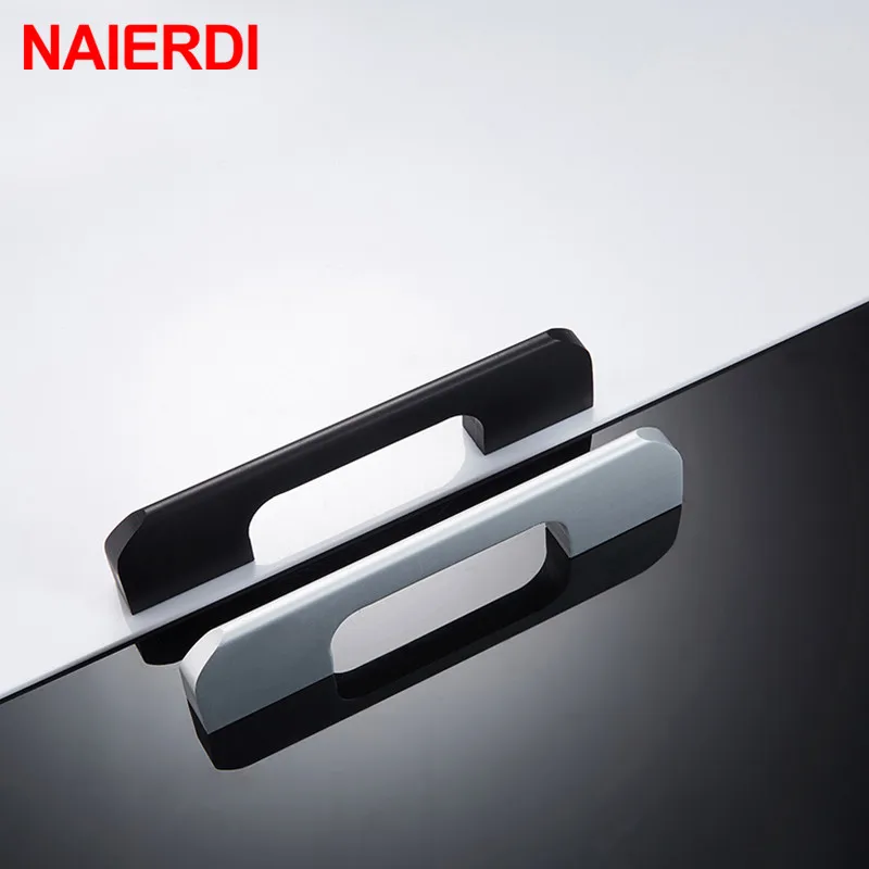 NAIERDI – poignée de meuble en alliage d'aluminium, avec vis, Simple, à la mode, pour tiroir, armoire, garde-robe