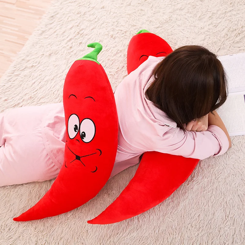 80cm/100cm New Hot Funny Red Chili Plush Pillow Soft Simulation Cartoon Chili Doll Home Sofa Decoration Cushion Kids Toy Present