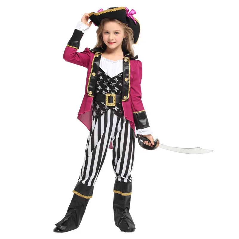 Kids Marquis Caribbean Pirate Girl Cosplay Kostuum Nieuwjaar Kerstmis Carnaval Halloween Kinderen Prinses Fancy Dress Kleding