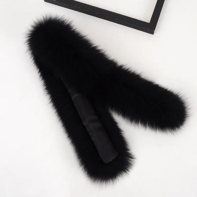 2024 winter new fox fur collar cotton clothing accessories black fox tail real fur collar hat
