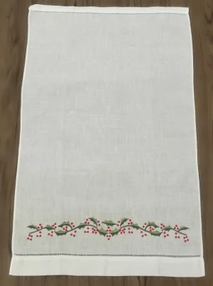 Set di 12 Fazzoletti Bianco di Lino Orlo A Giorno Tè Asciugamano-14x22 "Panno Ospite A Mano Piatto Da Cucina Bagno asciugamani ricamo Floreale