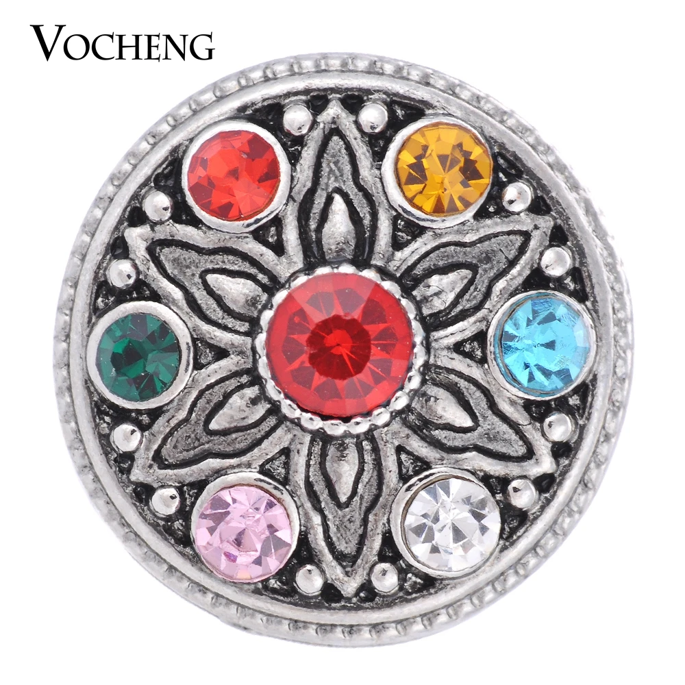 

Vocheng Ginger Snaps 3 Colors Vintage Flower Inlaid Crystal 18mm Charms Jewelry Vn-1310