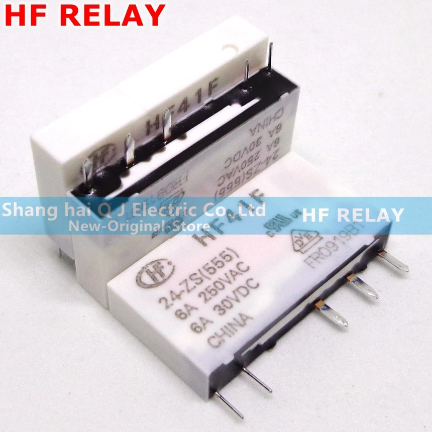 HF 100%-NEW 10PCS HF41F-24-ZS HF41F-12-ZS HF41F-5-ZS HF41F 60-ZS 6A 1CO 5V 12V 24V 60VDC Wafer relay original