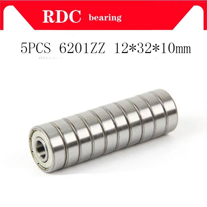 

5PCS ABEC-5 6201ZZ 6201Z 6201-2Z 6201 ZZ 12*32*10 mm Metal seal High quality deep groove ball bearing 12x32x10mm