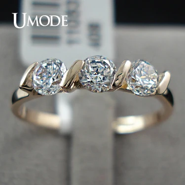 UMODE  Rose Gold Color 0.25ct * 3 Pieces Zirconia aneis feminino anelli Ladies Jewellery Rings JR0063A