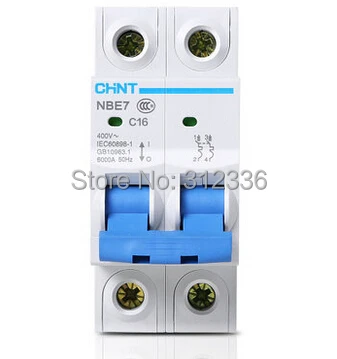 Free Shipping Electric shock protection  C16 2P 16A  2 pole domestic C type small air switch unipolar circuit breaker