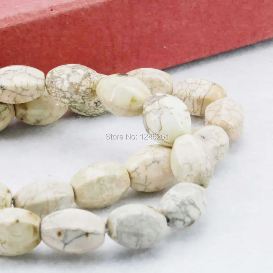 

8x12mm Ornaments White Turkey Stone DIY Loose Beads Accessory Parts Stone Howlite Rice Faceted 15inch Jewelry Making Girls Gift