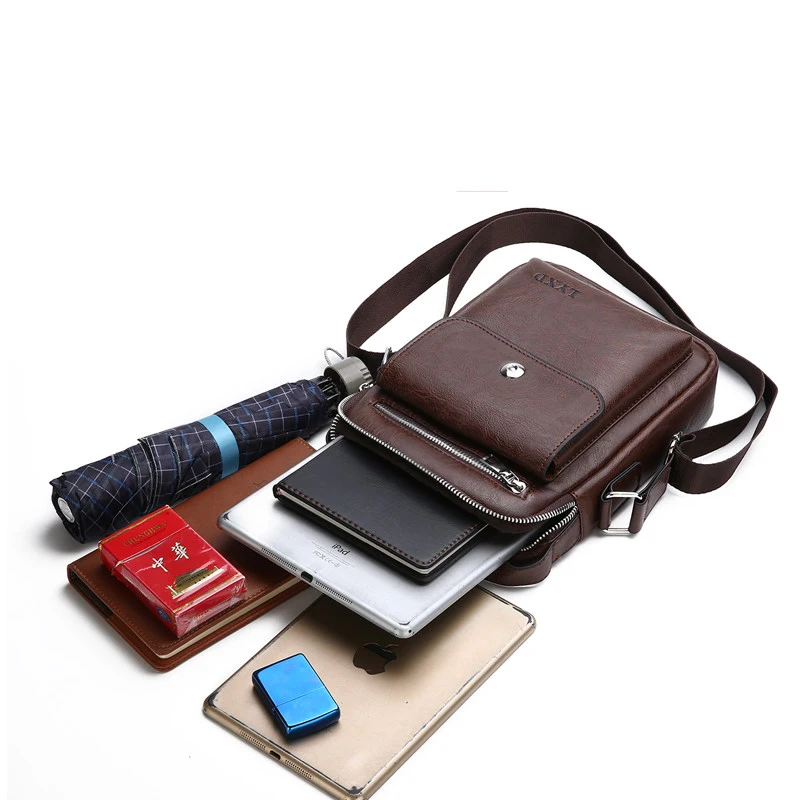 Material do plutônio masculino estilo retro multi-função pequena crossbody saco casual zíper design simples bolsa de ombro de viagem de negócios