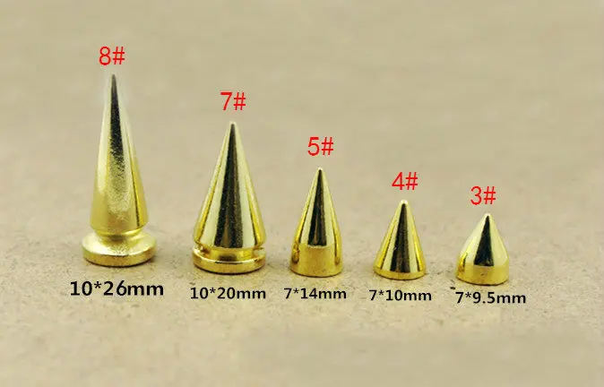 Gold Rivets For Leather Craft Studs and Spikes For Clothes Thorns Patch To Shoes Punk Garment Rivets Tachas Para Ropa