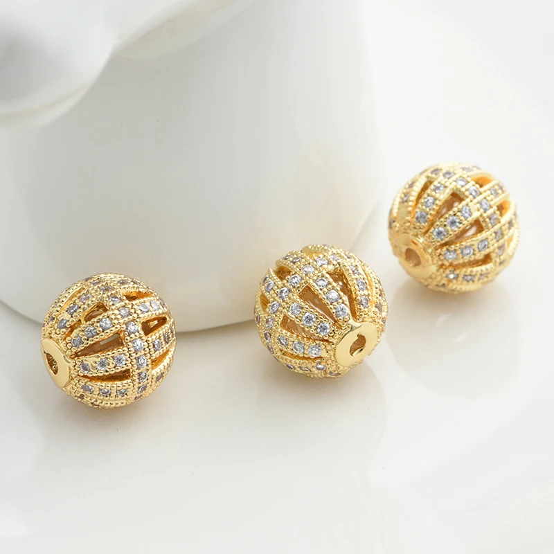 Newest 10mm Hollow out Round Spacer Beads for DIY Jewelry Accessories Making Handmade Woman Man Bracelet Gift