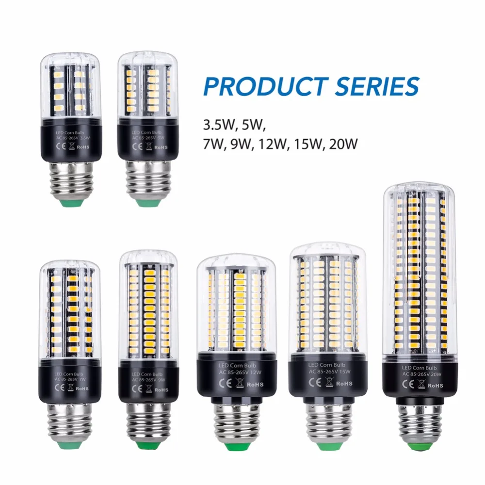 LED Lamp E27 220V High power Corn Bulb LED Bombillas E14 110V 5736SMD Smart IC No Flicker 3.5W 5W 7W 9W 12W 15W 20W Ampoule led