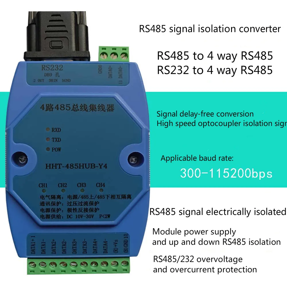 Terisolasi 4-Port 485 Hub Jual Relay 485HUB RS485/232 untuk 4-Way 485