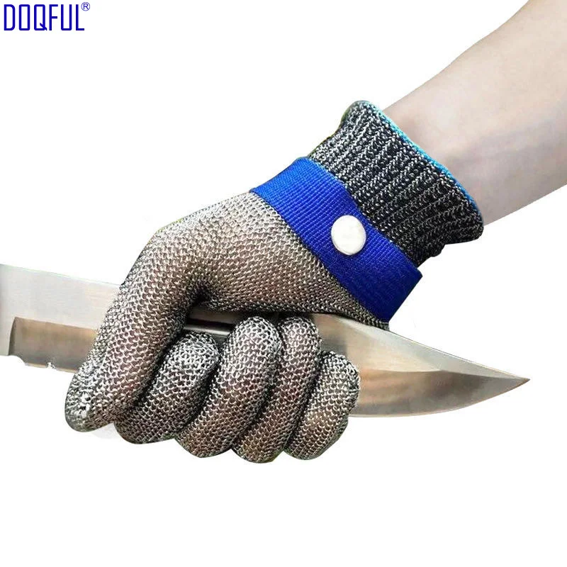 

316L Stainless Steel Wire Anti Knife Glove With Buckle Working Safety Self Defense Cut Resistant Kitchen Hand Protective Gloves