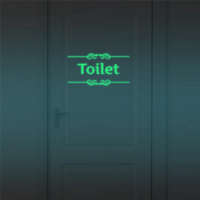 Luminous Toilet Wall Stickers Bathroom Glow In The Dark Door Wallpaper Decor Restroom Indoor Vinyl Decals Home Room Decoration