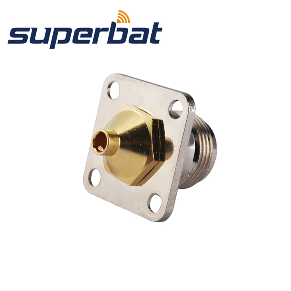 Superbat 10pcs N Solder Female with 4 hole Panel Mount(17.5*17.5mm) RF Coaxial Connector for Cable Semi rigid .141