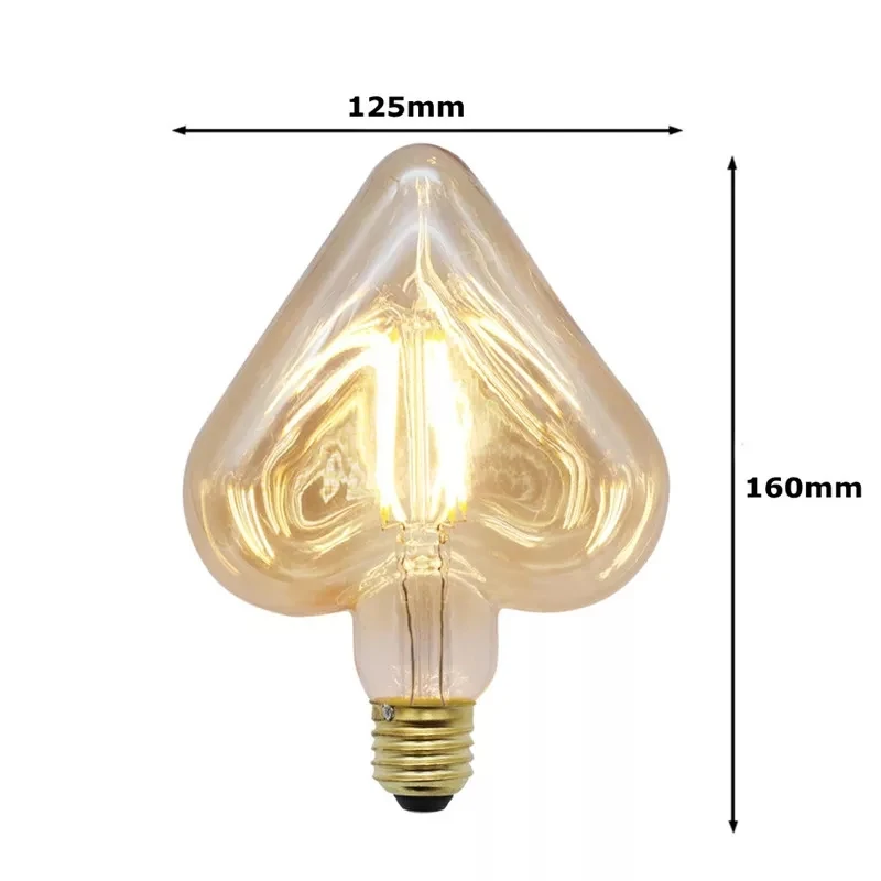 Retro Creative Heart-Shaped Non-Dimmable LED COB Filament Lamp Aidi Lamp Home Decoration 360 Degrees Indoor Lighting 4W 6W E27