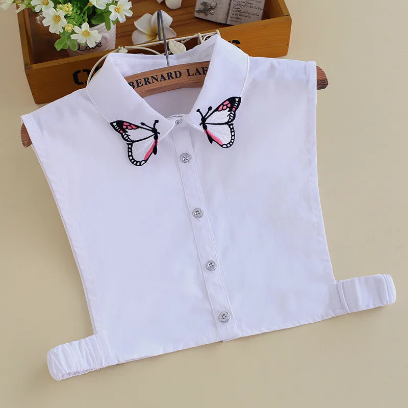 

YSMILE Y Women Embroidery Butterfly Fake Collar Female Winter Fashion Shirt Sweater Clothes Decoration Detachable Collar